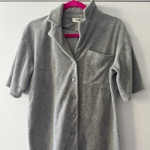 Gray terry cloth button down